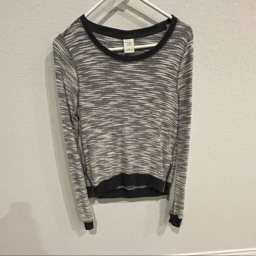 grey, white, black heathered long sleeve